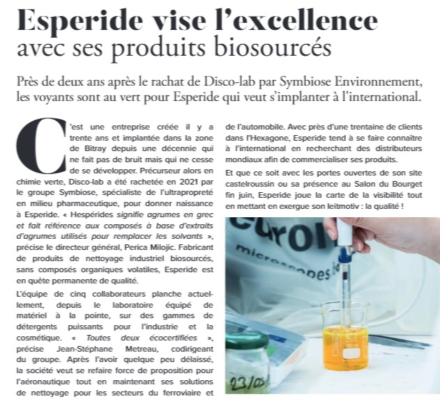 Esperide vise l’excellence avec ses produits biosourcés.